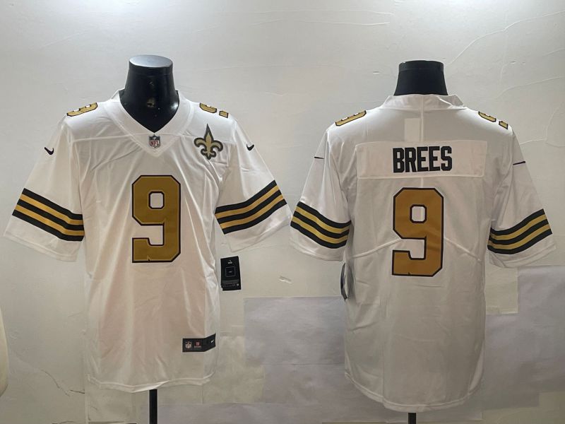 Men New Orleans Saints 9 Brees White 2024 Nike Limited NFL Jersey style 01043